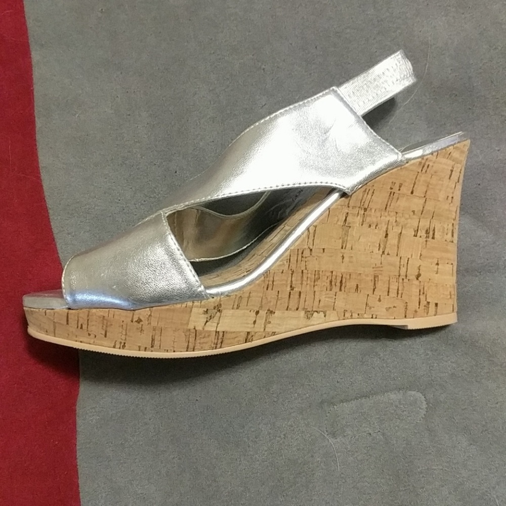 Silver wedge sandals